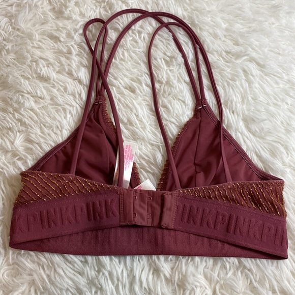 Victoria's Secret VS Pink Bralette-Unlined Bra-Strappy Shimmer-XS - Picture 3 of 4